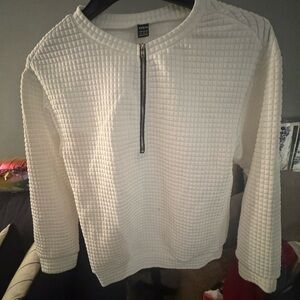 SHEIN White Quilted Zipper Top